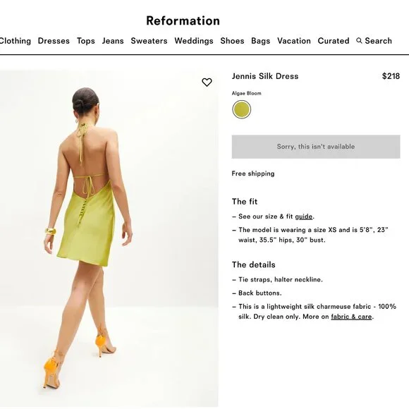 Reformation Jennis Silk Dress – Size M - Picture 3 of 6